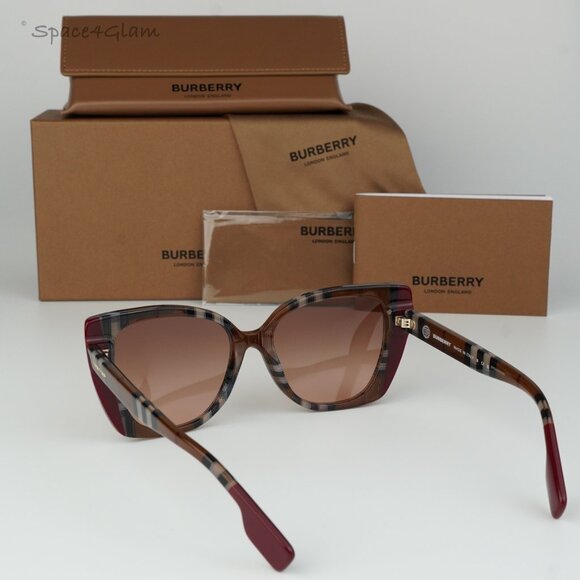 NEW Burberry BE4393 MERYL 405413 Check Bordeaux Pink Gradient Women Sunglasses - Picture 6 of 8